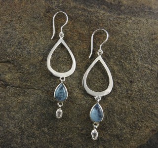 Aquamarine & White Topaz Earrings