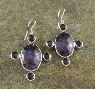 Garnet & Mulberry Sapphire Earrings Large