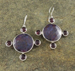 Garnet & Mulberry Sapphire Earrings Large