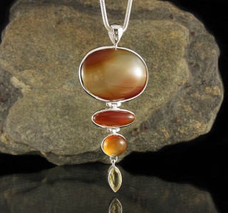 Carnelian & Citrine Pendant Lge